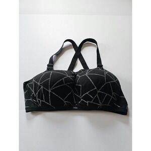 VSX Sport Sports Bra Womens 38D Black Geometric Silver High Impact Underwire